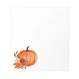 Watercolor Pumpkin Orange Floral Rose Notepad
