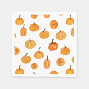 Watercolor Pumpkin Orange Pattern Napkin