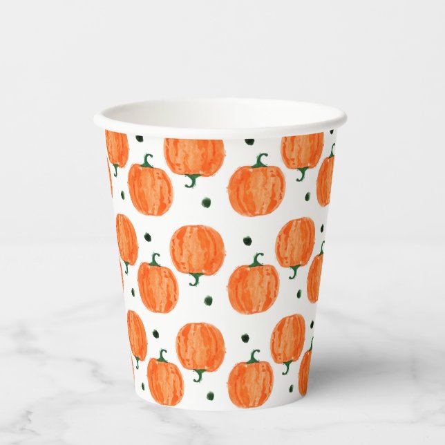 Watercolor Pumpkin Paper Cups (Front)