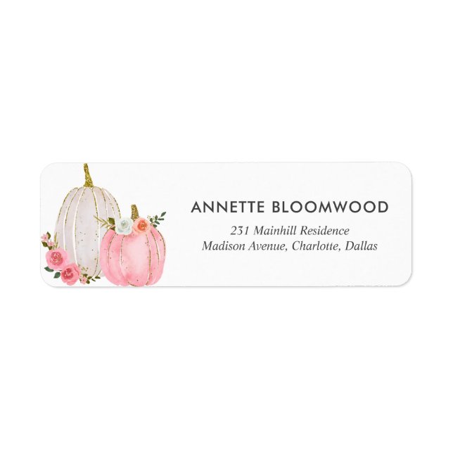 Watercolor Pumpkin Pastel Pink Floral Rose (Front)