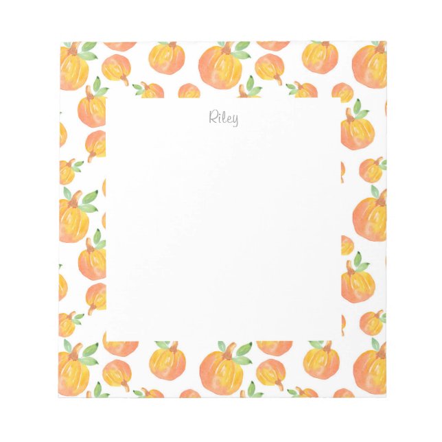 Watercolor Pumpkin Pattern 3 Notepad (Front)