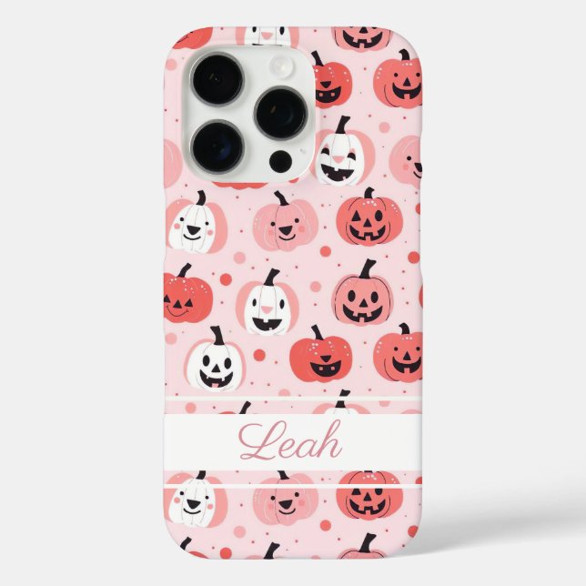Watercolor Pumpkin pattern with name Case-Mate iPhone Case (Back)