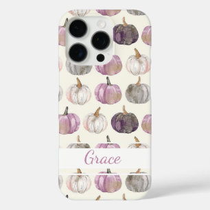 Watercolor Pumpkin pattern with name iPhone 16 Pro Case