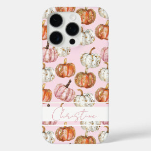 Watercolor Pumpkin pattern with name iPhone 16 Pro Case