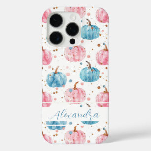 Watercolor Pumpkin pattern with name iPhone 16 Pro Case
