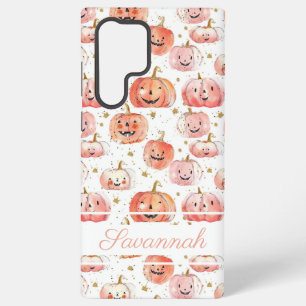 Watercolor Pumpkin pattern with name Samsung Galaxy Case