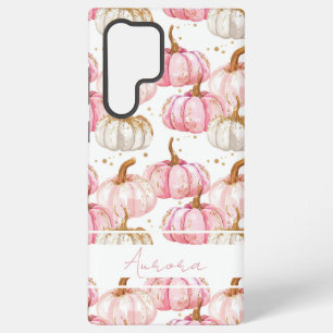 Watercolor Pumpkin pattern with name Samsung Galaxy Case