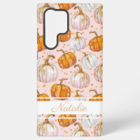 Watercolor Pumpkin pattern with name