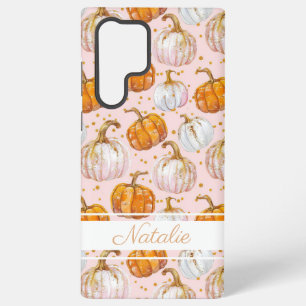 Watercolor Pumpkin pattern with name Samsung Galaxy Case