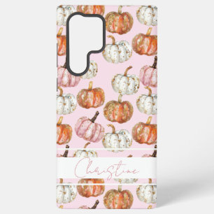Watercolor Pumpkin pattern with name Samsung Galaxy Case