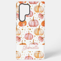 Watercolor Pumpkin pattern with name