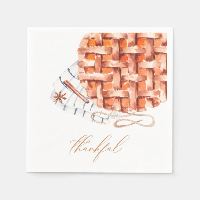 Watercolor Pumpkin Pie Friendsgiving  Napkin (Front)