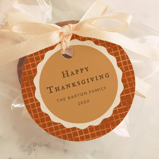 Watercolor Pumpkin Pie Happy Thanksgiving Favour Tags