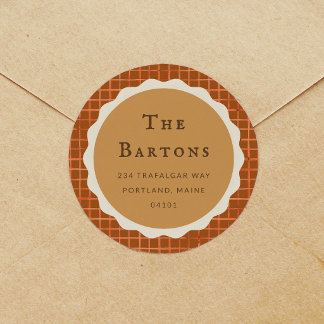 Watercolor Pumpkin Pie Return Address Classic Round Sticker
