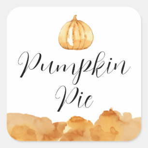 Watercolor Pumpkin Pie Square Sticker