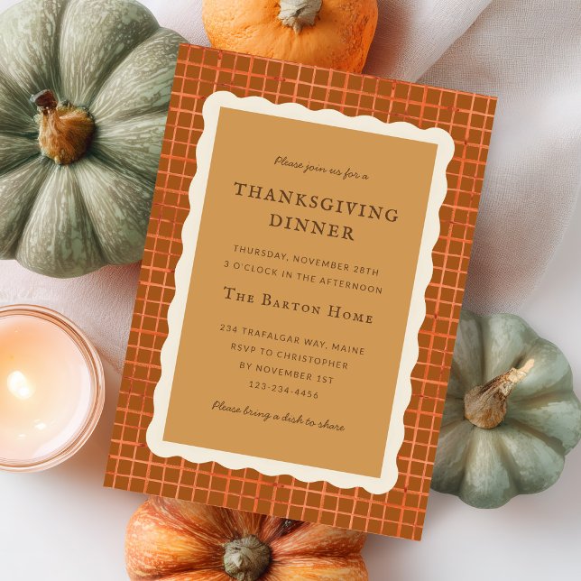 Watercolor Pumpkin Pie Thanksgiving Dinner Invitation (Watercolor Pumpkin Pie Thanksgiving Dinner Party Invitation)