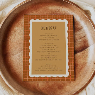 Watercolor Pumpkin Pie Thanksgiving Dinner Menu
