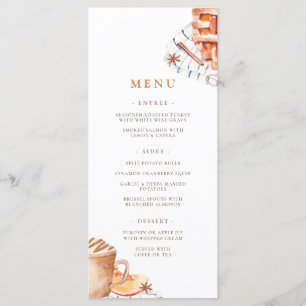 Watercolor Pumpkin Pie Thanksgiving Dinner  Menu
