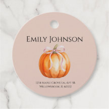 Watercolor Pumpkin Pink Bow Baby Shower