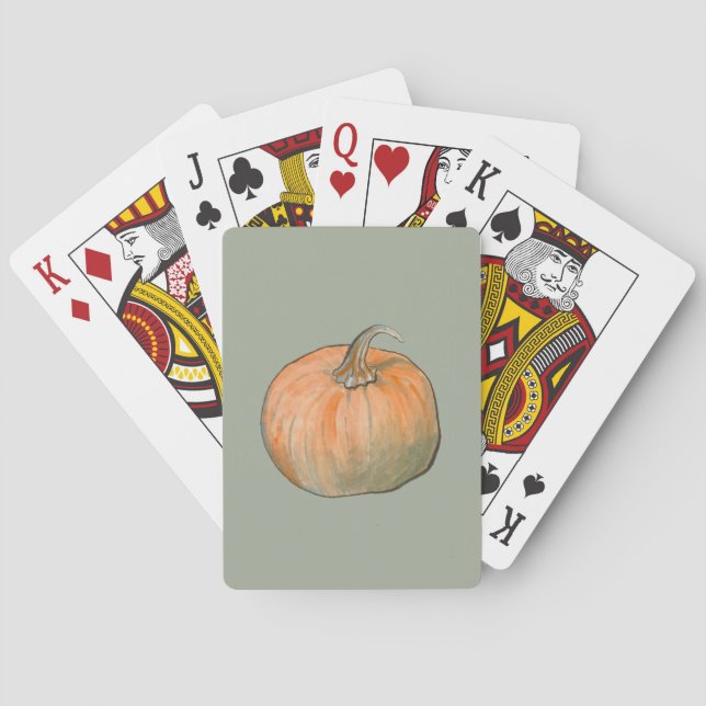 Watercolor Pumpkin Playing Cards (Back)