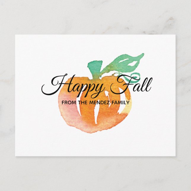 Watercolor Pumpkin Post Cards (Front)