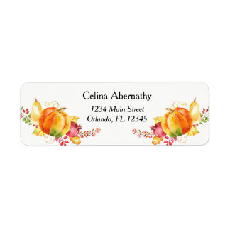 Watercolor Pumpkin Return Address Label