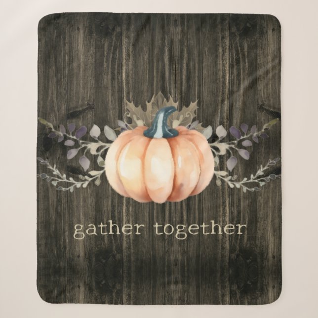 Watercolor Pumpkin Sherpa Blanket (Front)