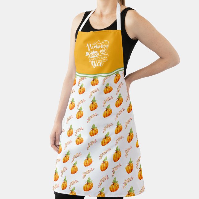 Watercolor Pumpkin Spice and Everything Nice Apron (Insitu)