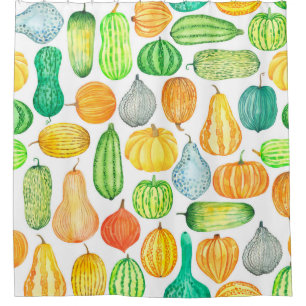 Watercolor pumpkin, squash seamless pattern