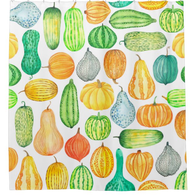 Watercolor pumpkin, squash seamless pattern (Front)