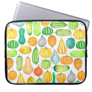 Watercolor pumpkin, squash seamless pattern laptop sleeve