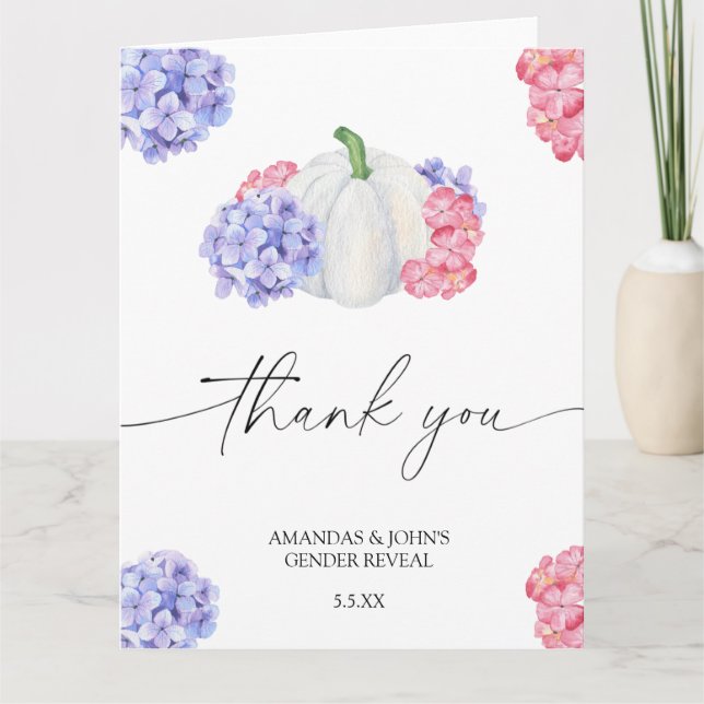 Watercolor Pumpkin Thank you gender reveal (Front)