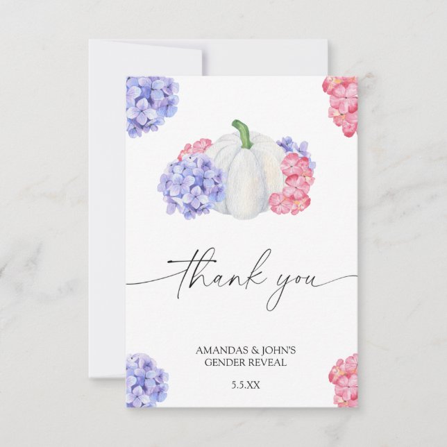 Watercolor Pumpkin Thank you gender reveal (Front)