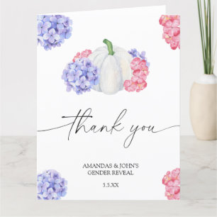 Watercolor Pumpkin Thank you gender reveal Card