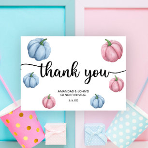 Watercolor Pumpkin Thank you gender reveal Card