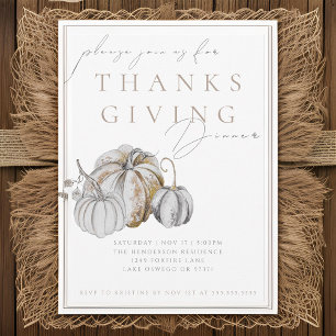 Watercolor Pumpkin Thanksgiving Dinner Invitation