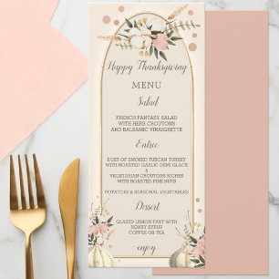 Watercolor Pumpkin Thanksgiving Fall Dinner Menu