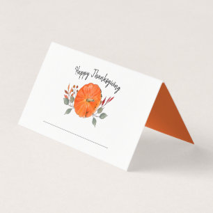 Watercolor Pumpkin Thanksgiving place card
