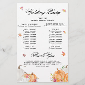 Watercolor Pumpkin Wedding Ceremony Program