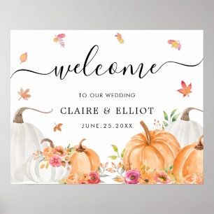 Watercolor Pumpkin Wedding Welcome Sign