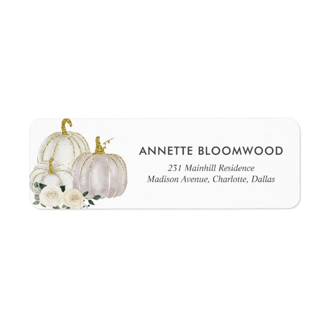 Watercolor Pumpkin White Rose Baby Shower  (Front)