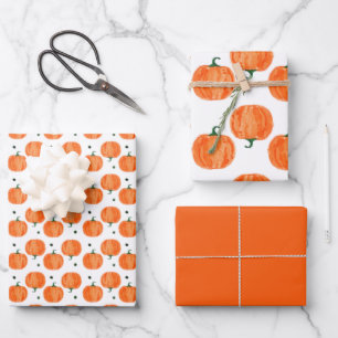 Watercolor Pumpkin Wrapping Paper Set