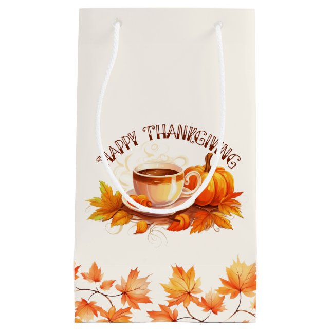 Watercolor Pumpkins and Coffee Small Gift Bag (Front)