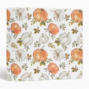Watercolor Pumpkins and Foliage Autumn Pattern Binder