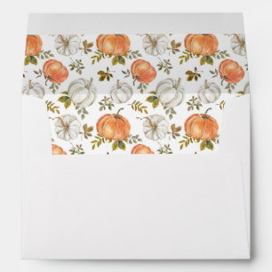 Watercolor Pumpkins and Foliage Autumn Pattern Envelope