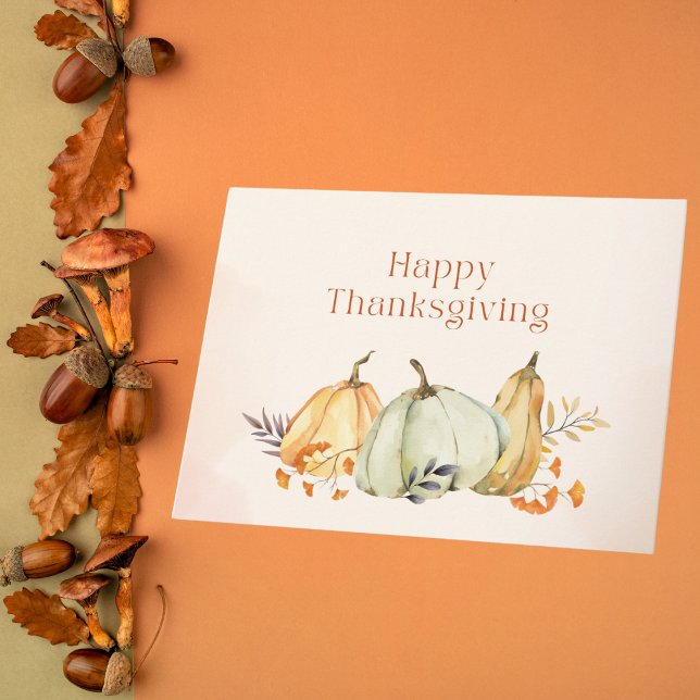 Watercolor Pumpkins and Foliage Thanksgiving Card (Creator Uploaded)
