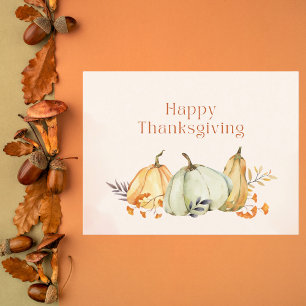Watercolor Pumpkins and Foliage Thanksgiving Postcard