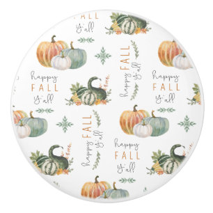 WATERCOLOR PUMPKINS AND GOURDS CERAMIC KNOB