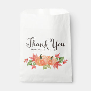 Watercolor Pumpkins and Maple Leaves Thank You Favour Bag