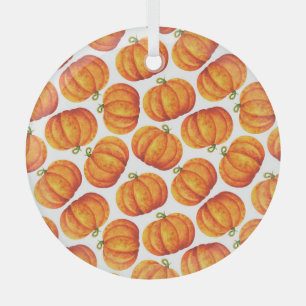 Watercolor pumpkins: autumn crop pattern. glass ornament